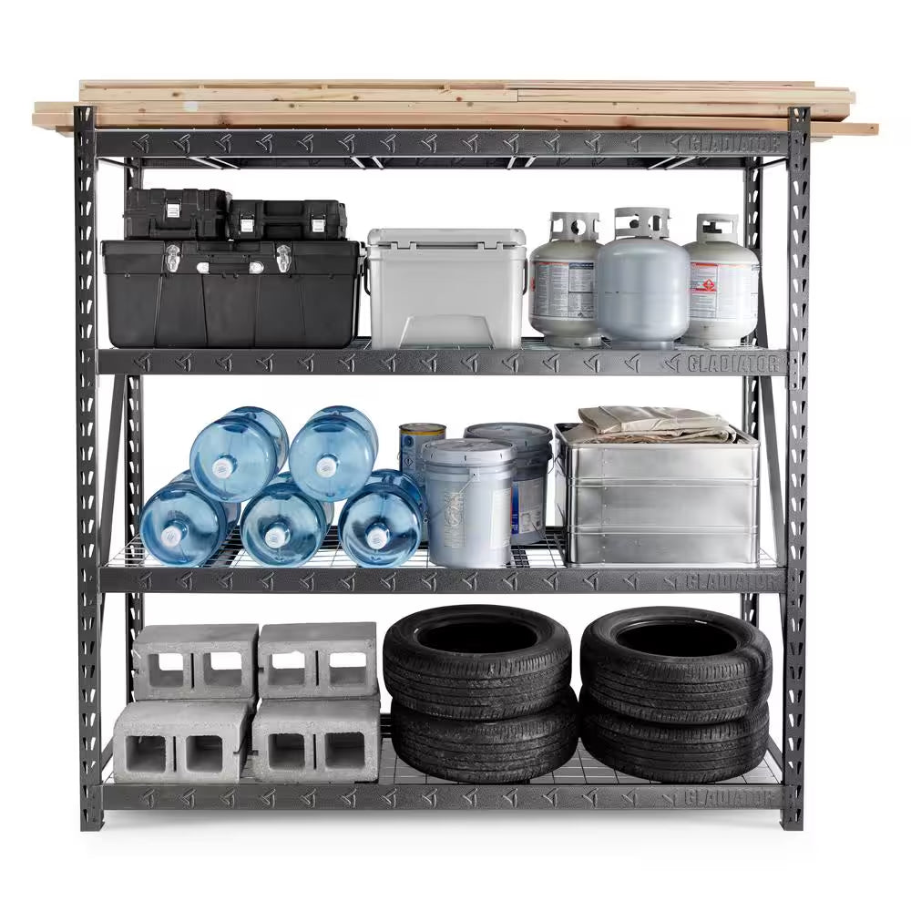 4-Tier Heavy Duty Welded Steel Garage Storage Shelving Unit (90 In. W X 90 In. H X 24 In. D)