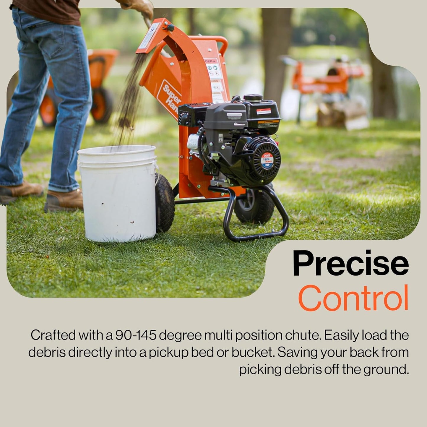 Mini Wood Chipper Shredder Mulcher Heavy Duty 7HP Compact Design 3" Inch Max Capacity