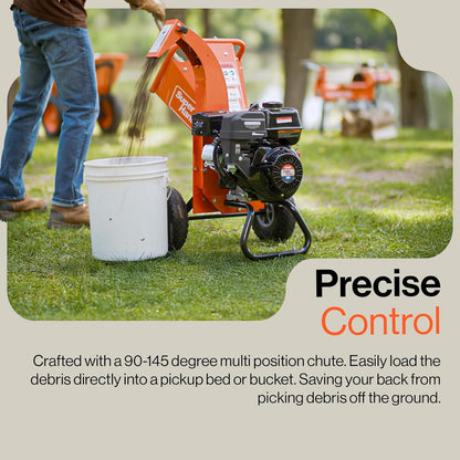 Mini Wood Chipper Shredder Mulcher Heavy Duty 7HP Compact Design 3" Inch Max Capacity
