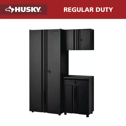 Regular Duty Welded 54.5 In. W X 75 In. H X 19.6 In. D 21-Gauge Steel 3-Piece Garage Storage System in Black