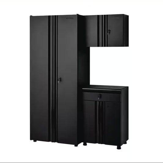 Regular Duty Welded 54.5 In. W X 75 In. H X 19.6 In. D 21-Gauge Steel 3-Piece Garage Storage System in Black