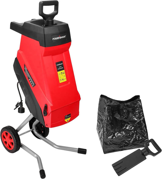 120V 15A Corded Electric Wood Chipper, Shredders with 45Mm Branch Capacity, Collection Bag for Garden