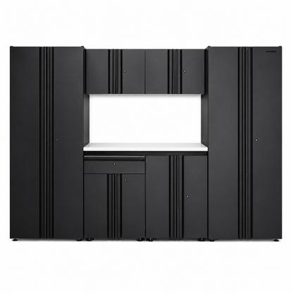 7-Piece Regular Duty Welded Steel Garage Storage System in Black (109 In. W X 75 In. H X 19.6 In. D)