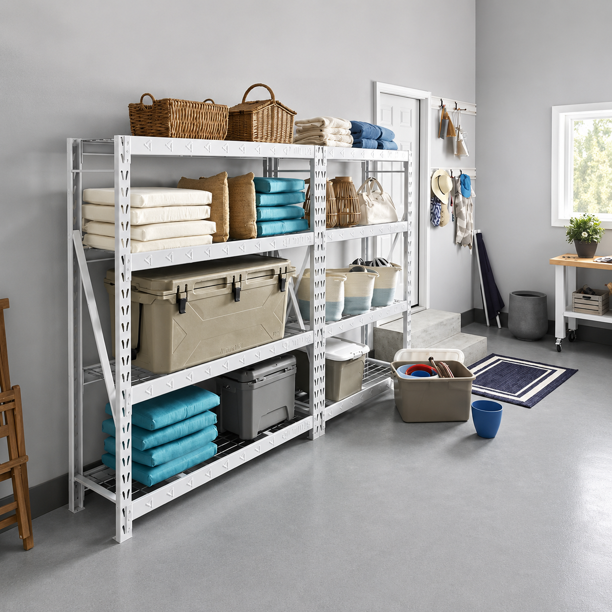 White 4-Tier Heavy Duty Steel Garage Storage Shelving Unit (60 In. W X 72 In. H X 18 In. D)