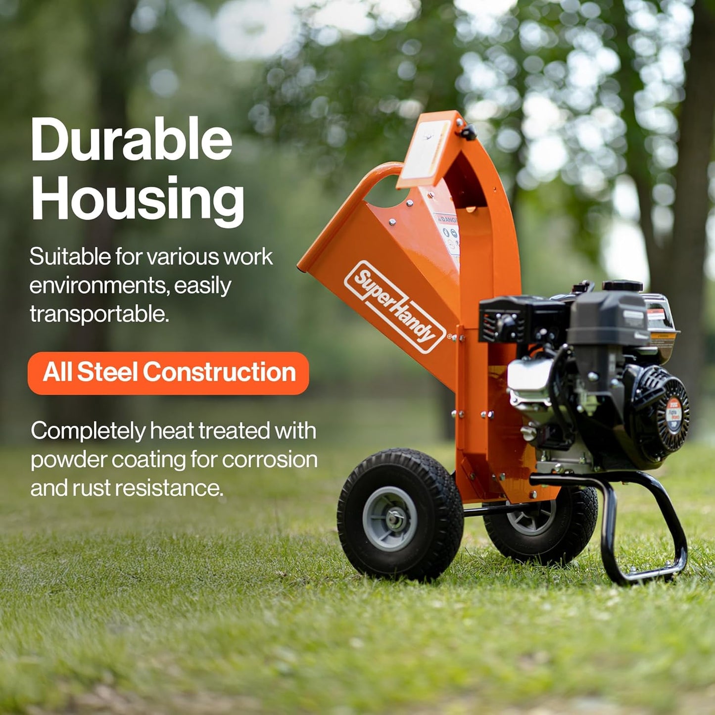 Mini Wood Chipper Shredder Mulcher Heavy Duty 7HP Compact Design 3" Inch Max Capacity