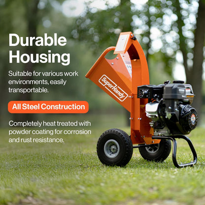Mini Wood Chipper Shredder Mulcher Heavy Duty 7HP Compact Design 3" Inch Max Capacity