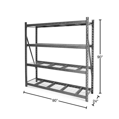 4-Tier Heavy Duty Welded Steel Garage Storage Shelving Unit (90 In. W X 90 In. H X 24 In. D)