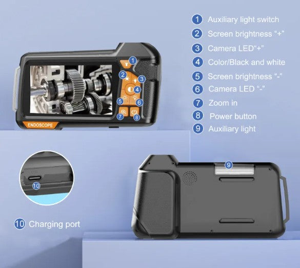 Handheld Single Lens With Screen Endoscope